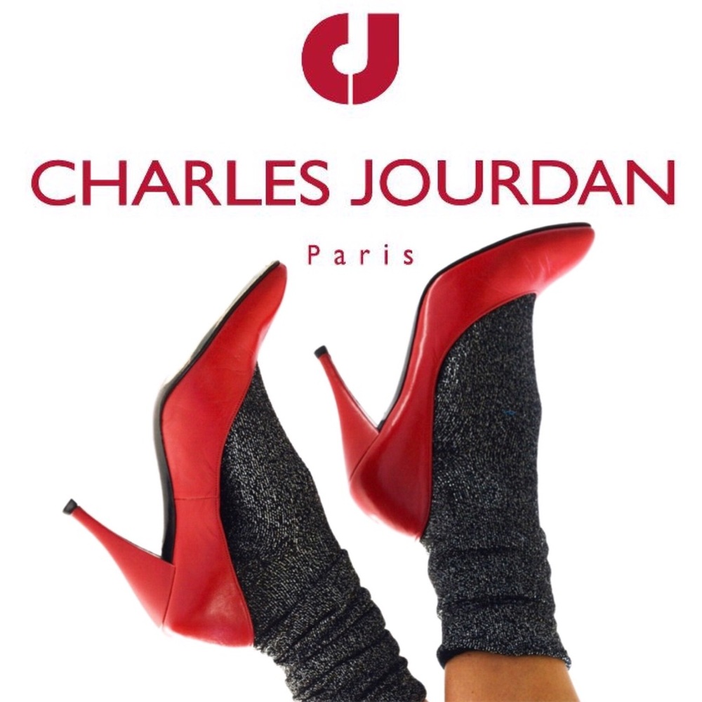 Charles Jourdan Paris Red Leather Pumps